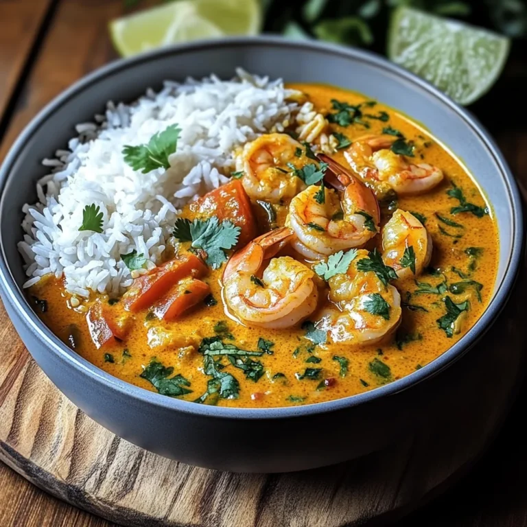Aromatisches Garnelen Curry mit Kokosmilch und Reis