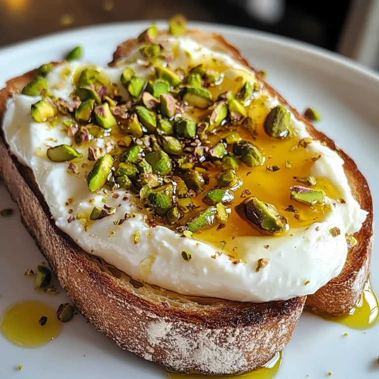 Burrata-Toast mit Pistazien und heißem Honig