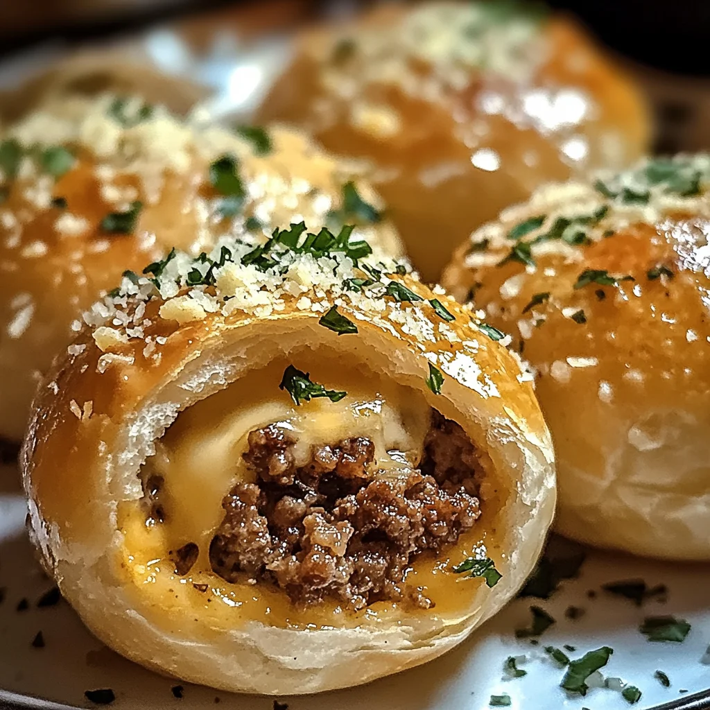 Cheeseburger-Bomben mit Knoblauch und Parmesan