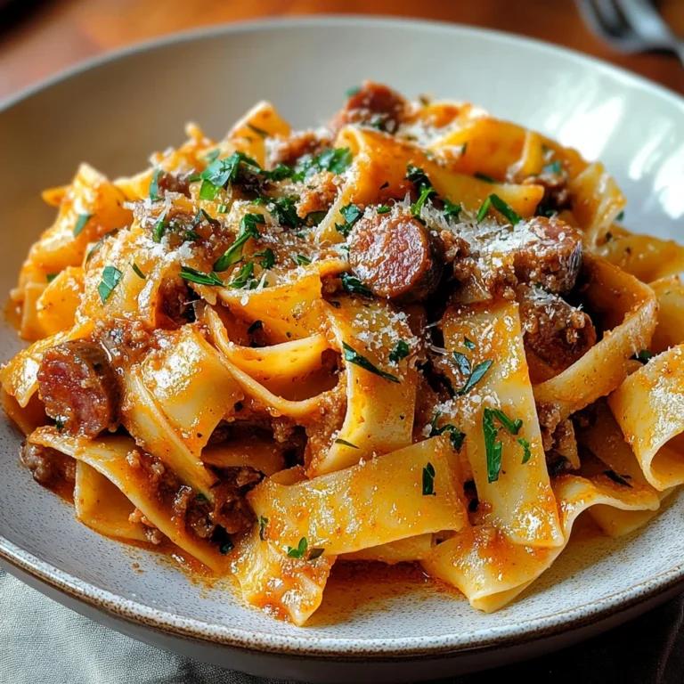 Cremige kalabrische Chili-Pappardelle mit Wurst und Fenchel