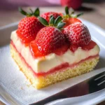 Erdbeerkuchen vom Blech mit Schmand & Pudding