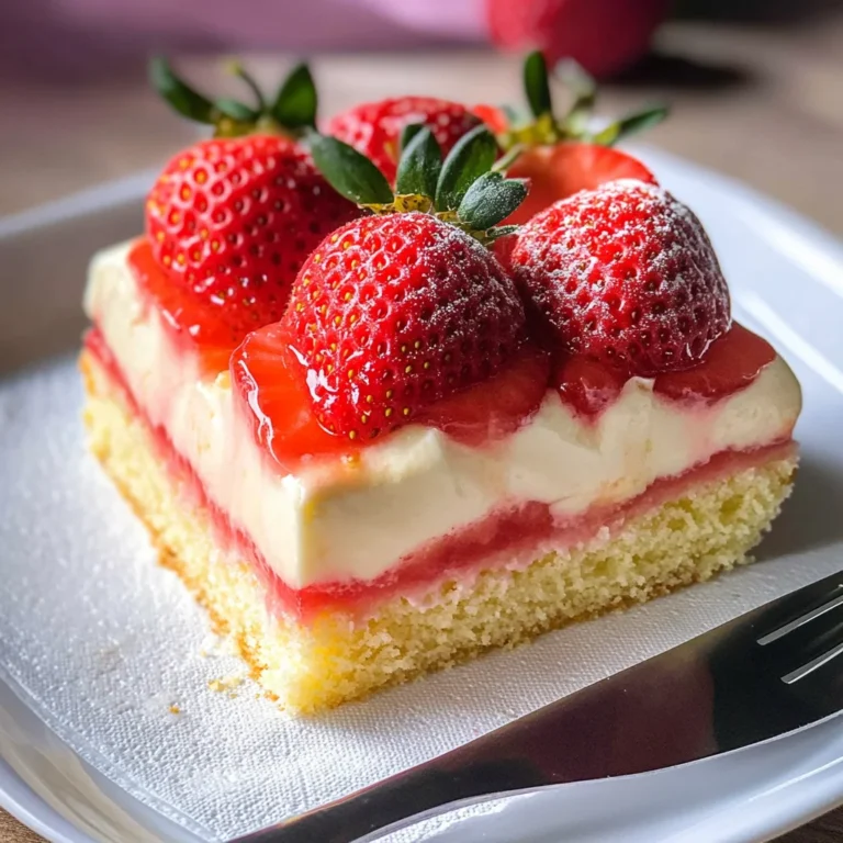 Erdbeerkuchen vom Blech mit Schmand & Pudding