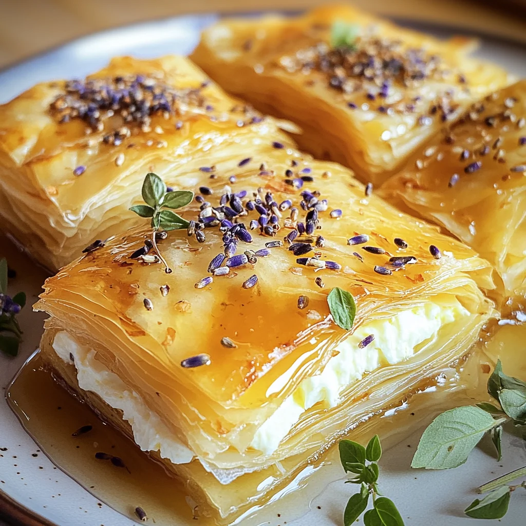 Fetakäse im Filoteig mit Wildlavendelhonig & Kräutern