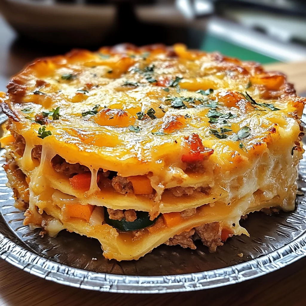 Feurige Tortilla-Torte mit Überbackenem Käse