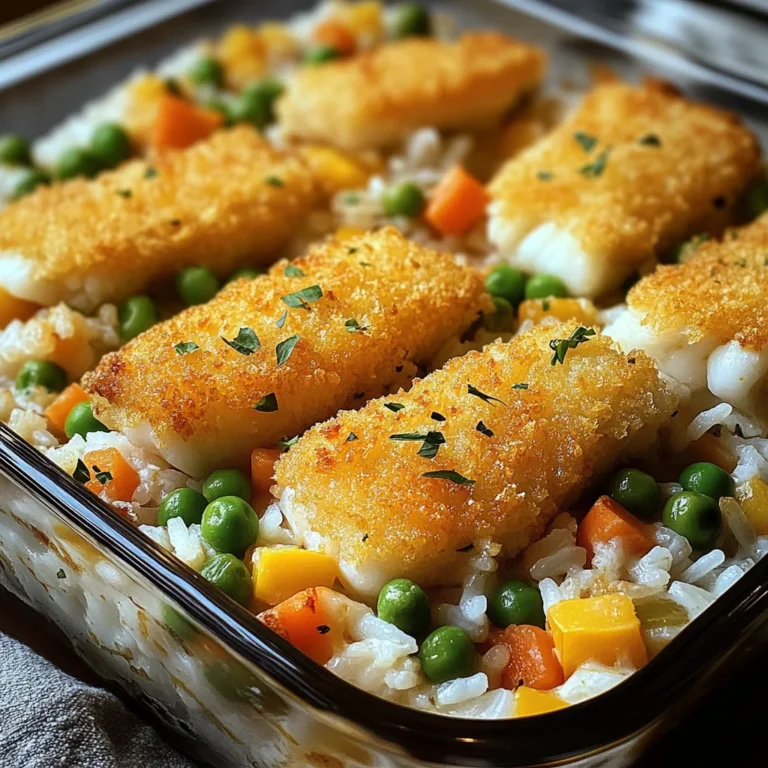 Fischstäbchen-Auflauf mit Reis und Gemüse