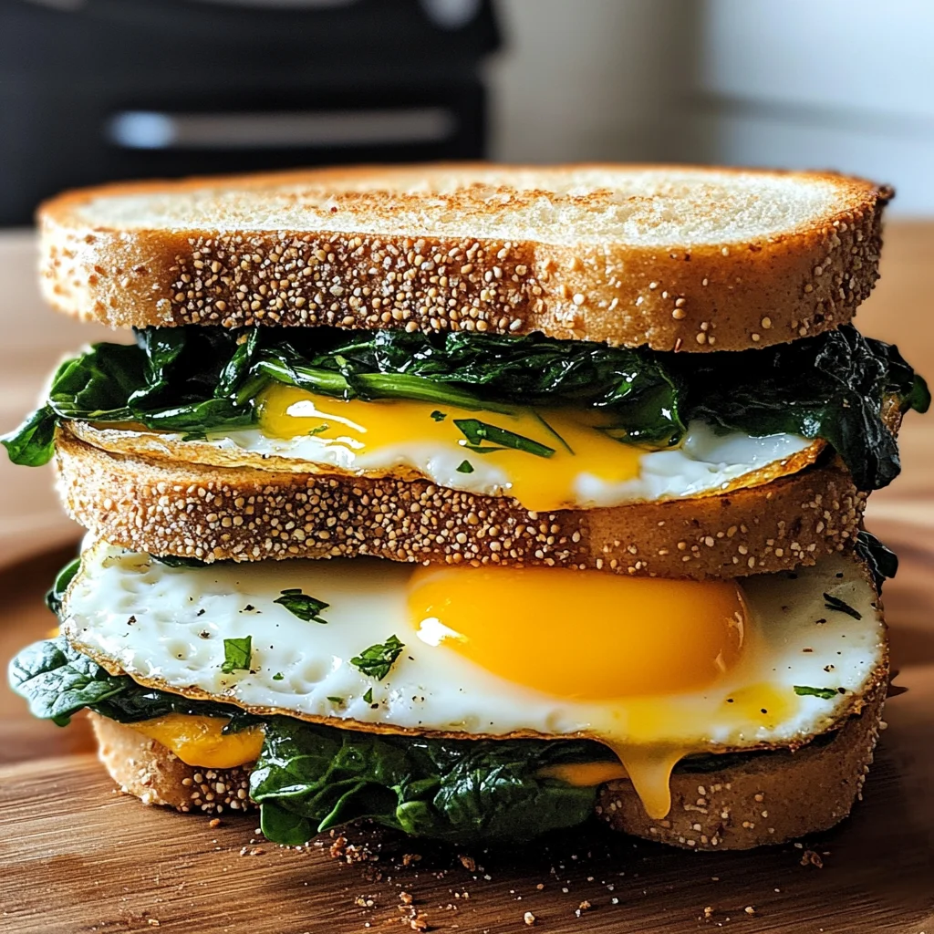 Frühstückssandwich mit Spinat und Ei