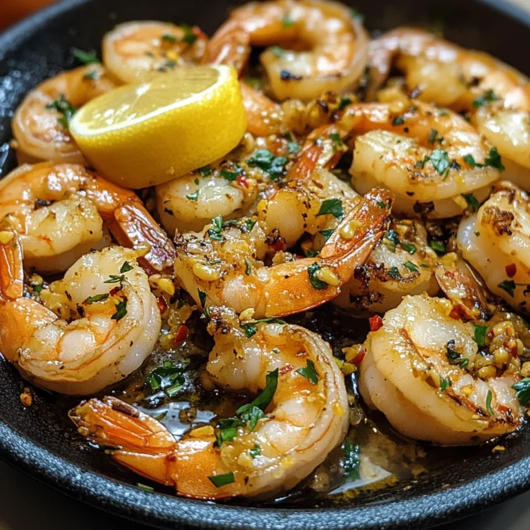 Gebratene Garnelen mit Knoblauch aus der Pfanne