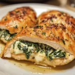 Gefüllte Hähnchenbrust mit Frischkäse und Spinat