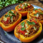Gefüllte Spitzpaprika mit roten Linsen