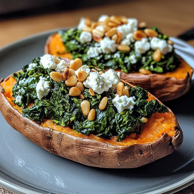 Gefüllte Süßkartoffel mit Feta und Spinat