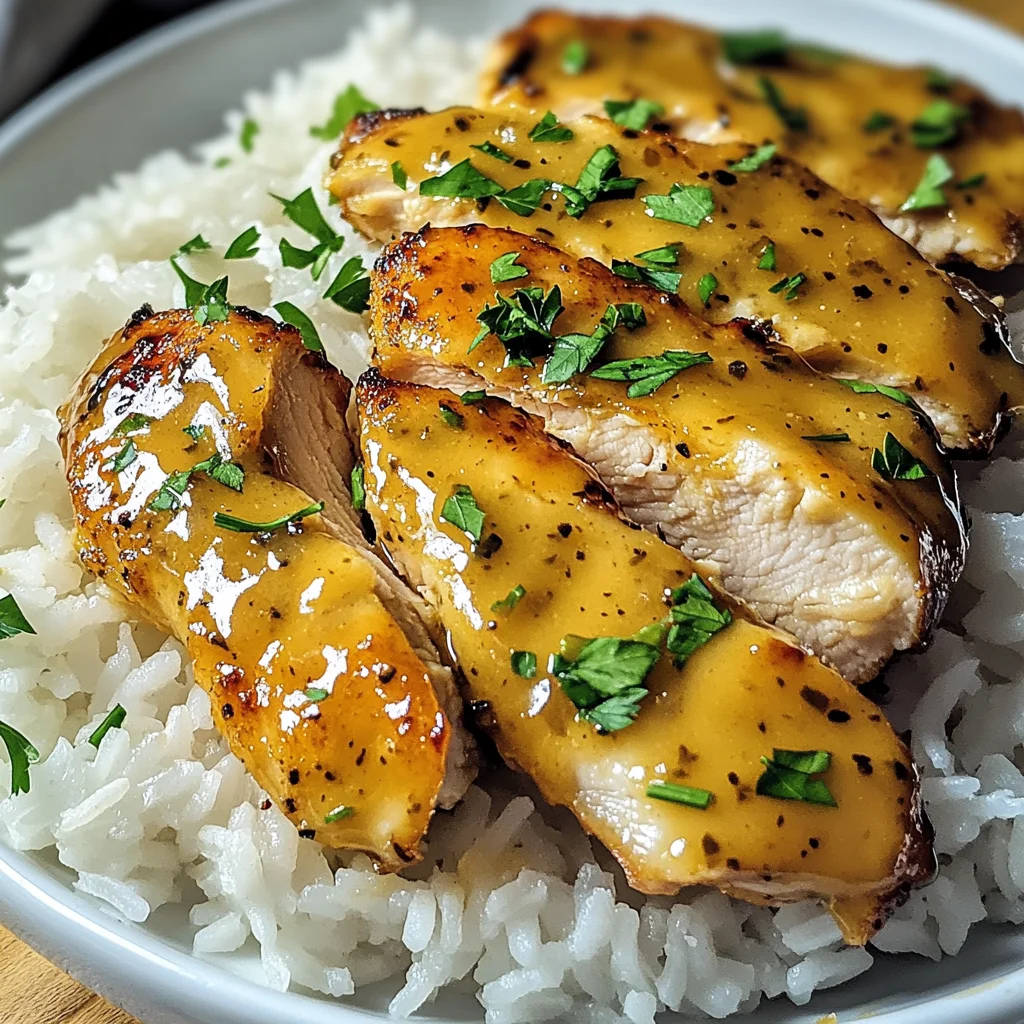 Honig Senf Hähnchen mit Reis