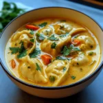 Kokosnuss-Curry-Suppe mit Knödeln