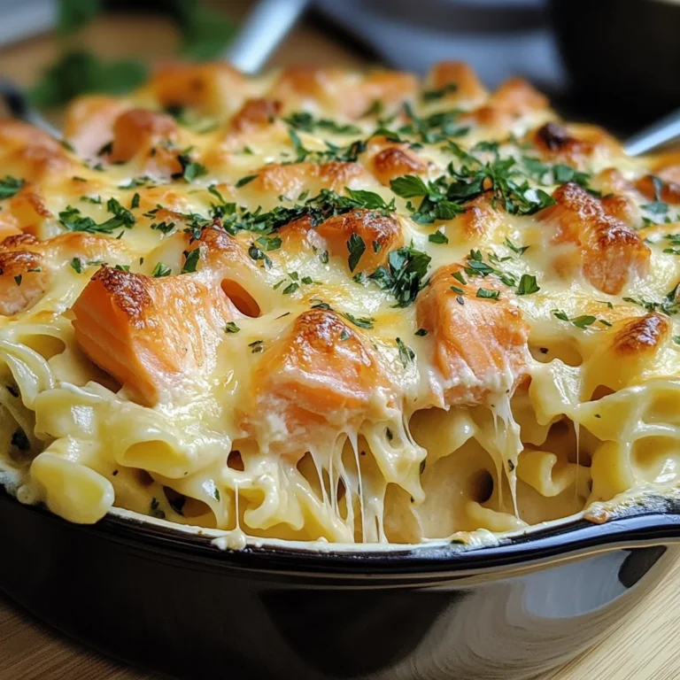 Nudelauflauf mit Lachs und Sahne
