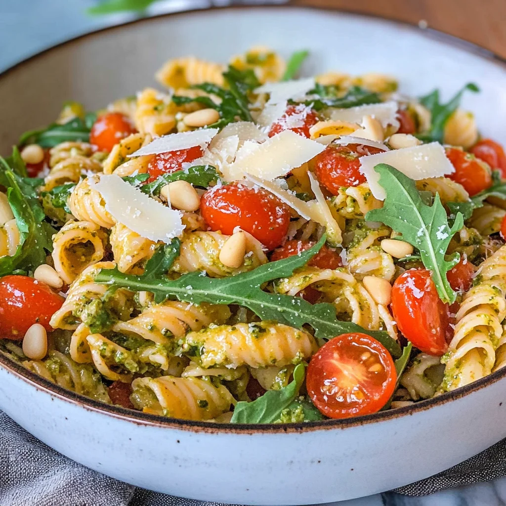 Nudelsalat mit Pesto & Rucola (ohne Mayo)