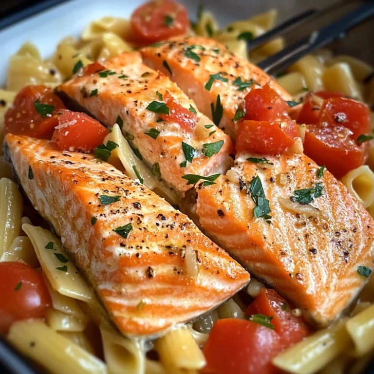 Ofen-Lachs-Pasta mit Tomaten