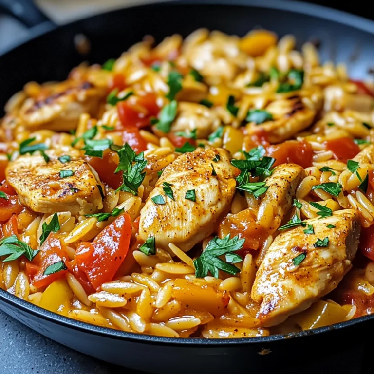 Orzo-Pfanne mit Paprikahuhn
