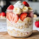 Overnight Oats - so cremig mit Joghurt, Banane & Erdbeeren