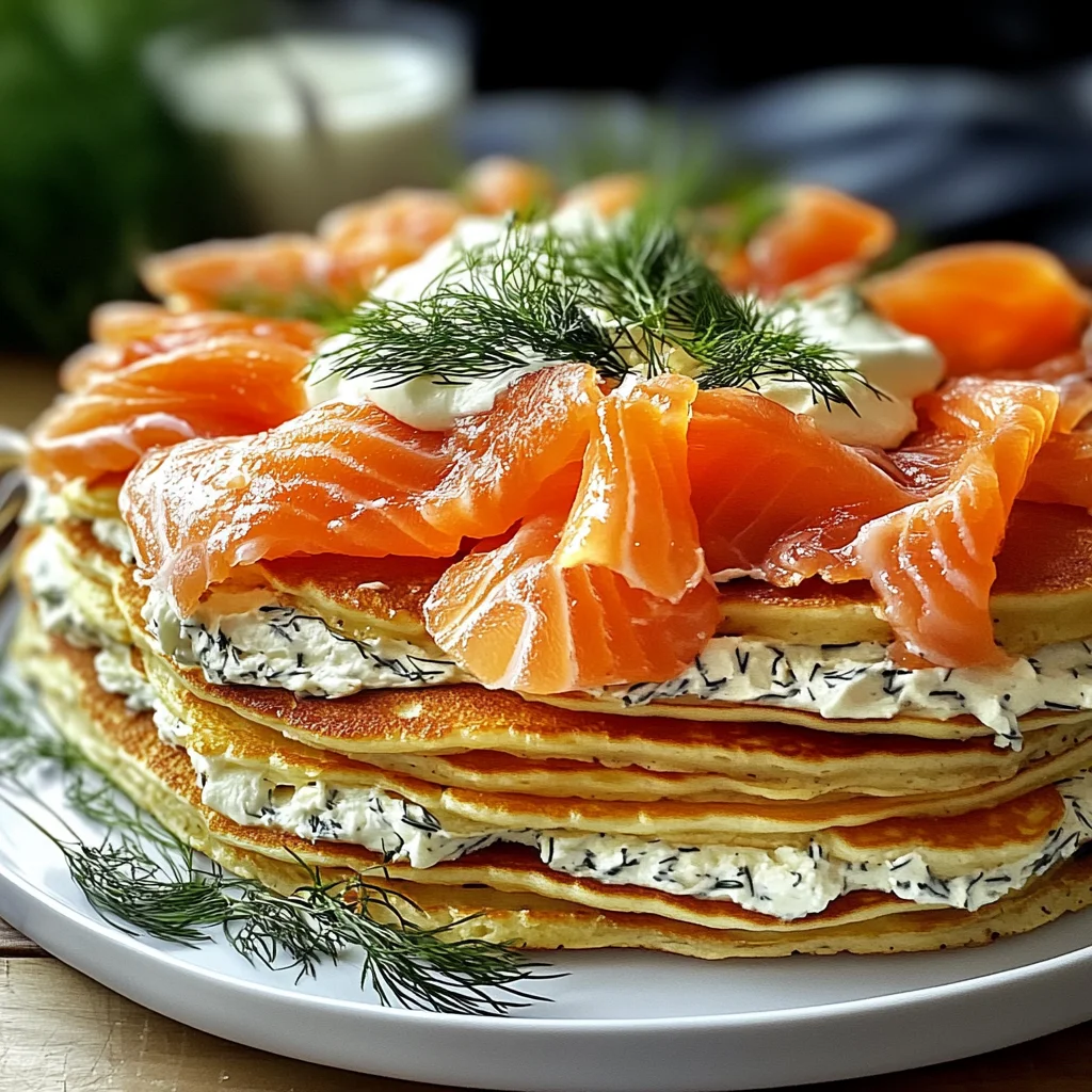 Pfannkuchen-Torte mit Lachs