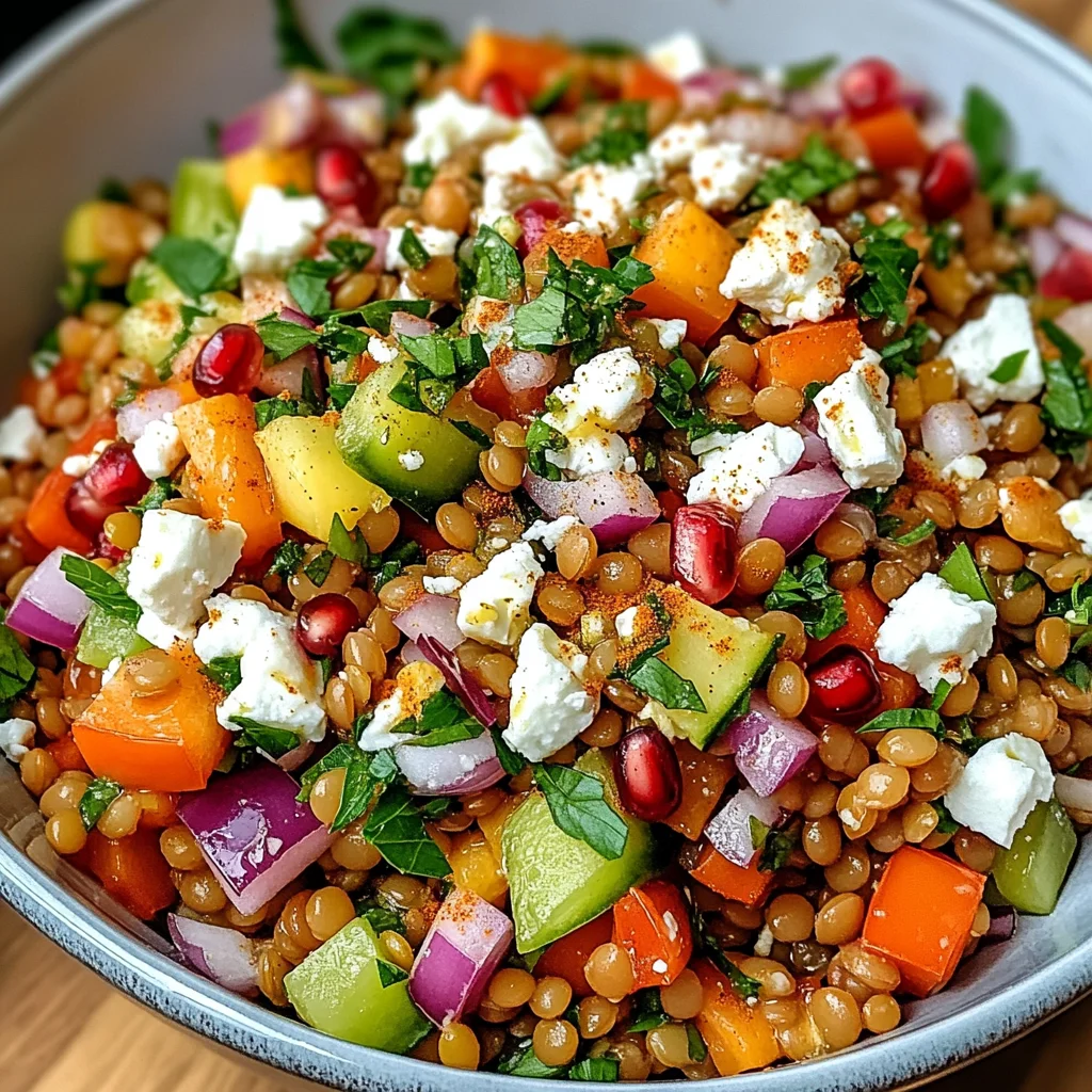 Rote Linsen Salat Orientalisch mit Feta