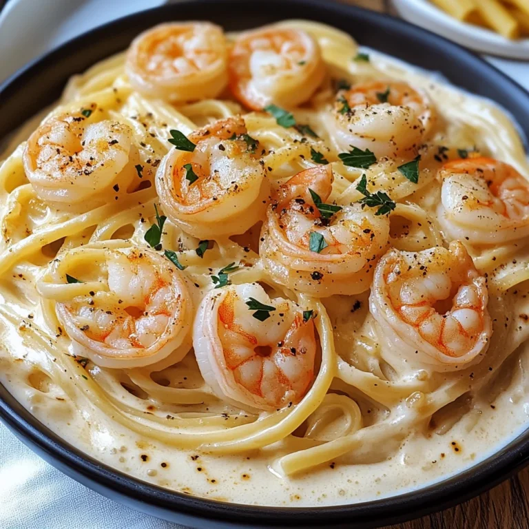 Spaghetti Alfredo mit Garnelen