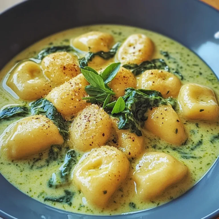 Vegane Gnocchi mit cremiger Spinatsauce