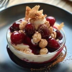 Zimtcreme mit Kirschsoße und Amaretti