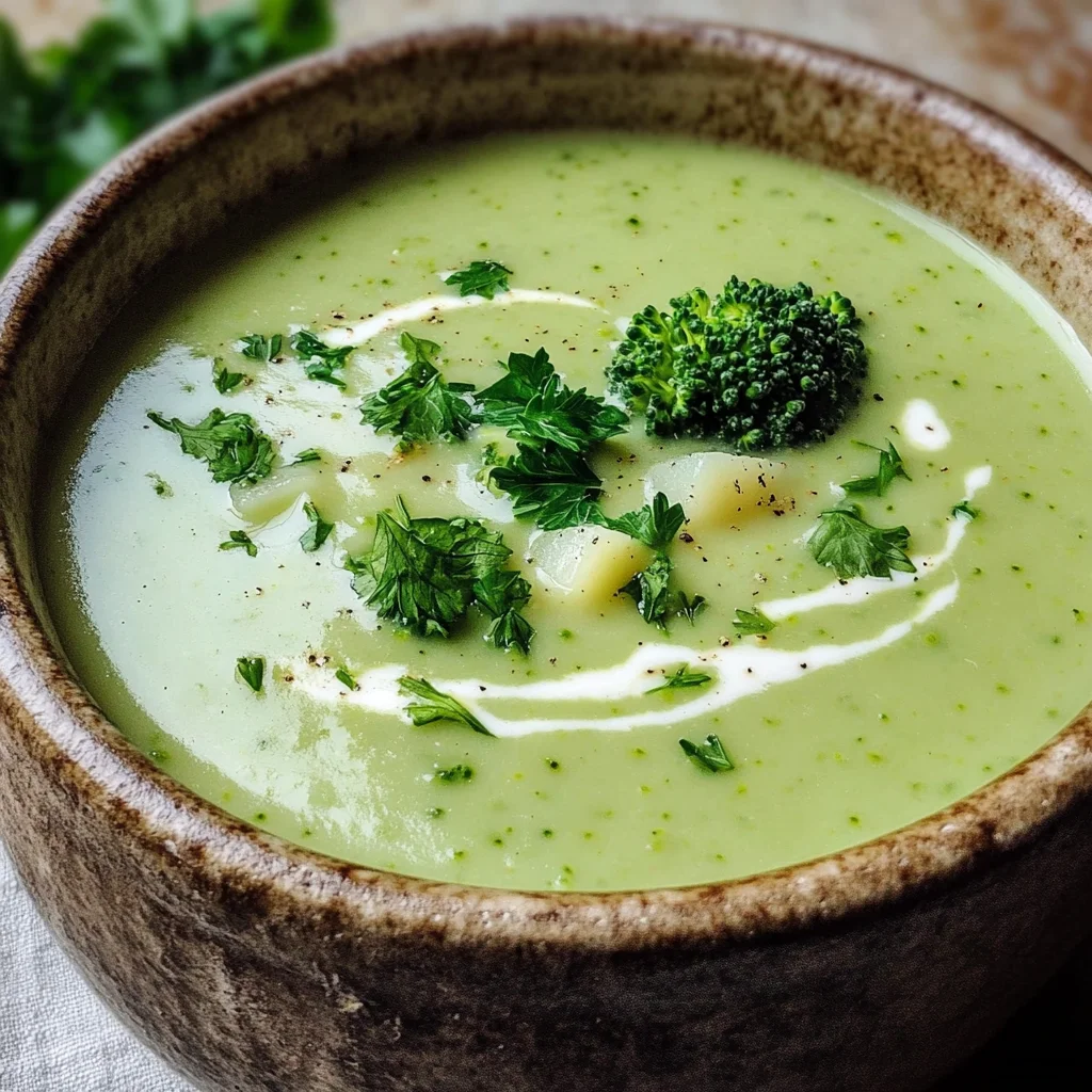 Brokkoli-Suppe mit Kartoffeln und Sahne