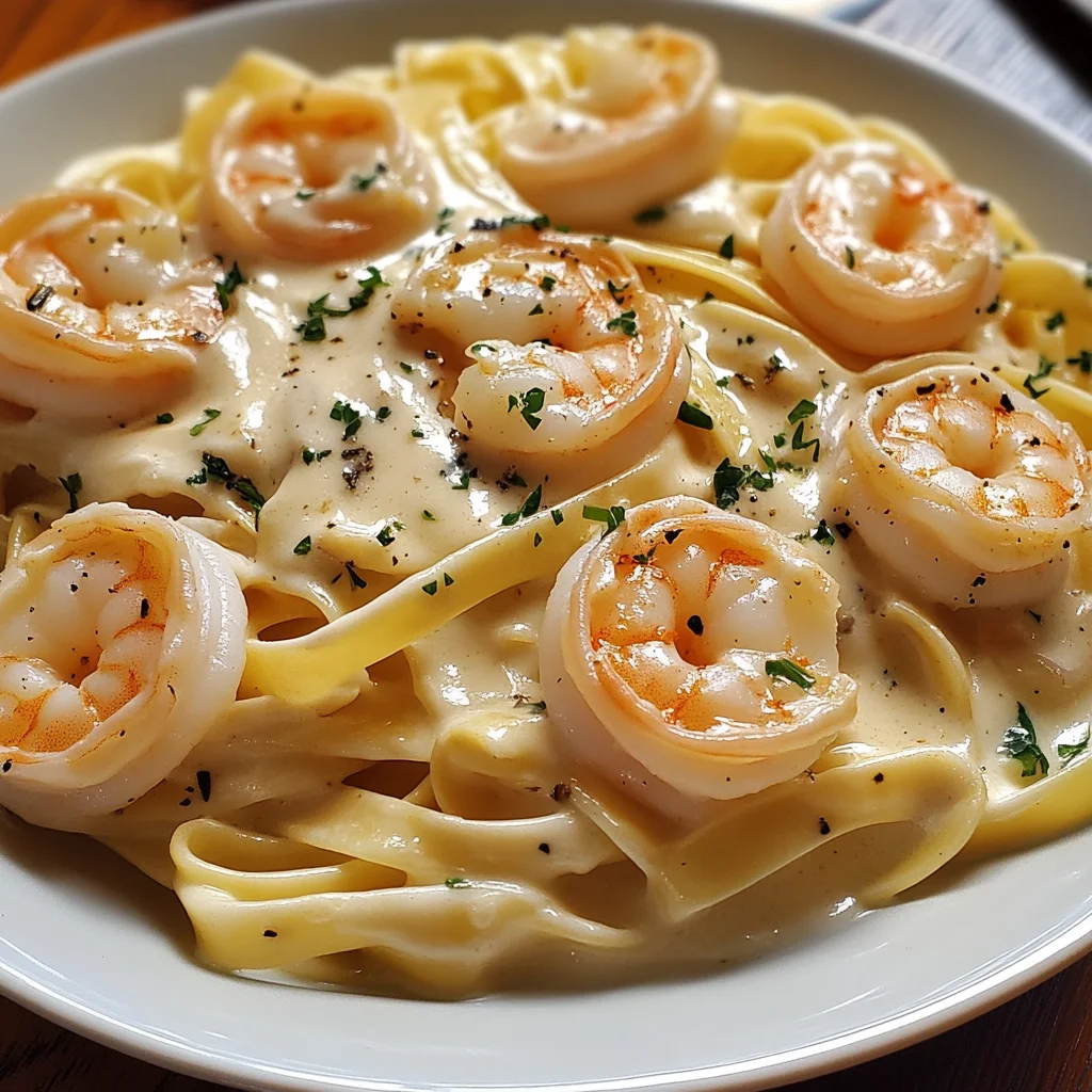 Fettuccine Alfredo mit Garnelen