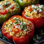 Gefüllte Ofenpaprika mit Reis und Feta