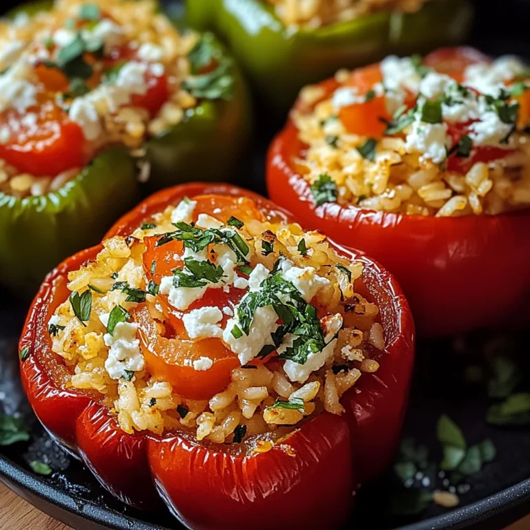 Gefüllte Ofenpaprika mit Reis und Feta
