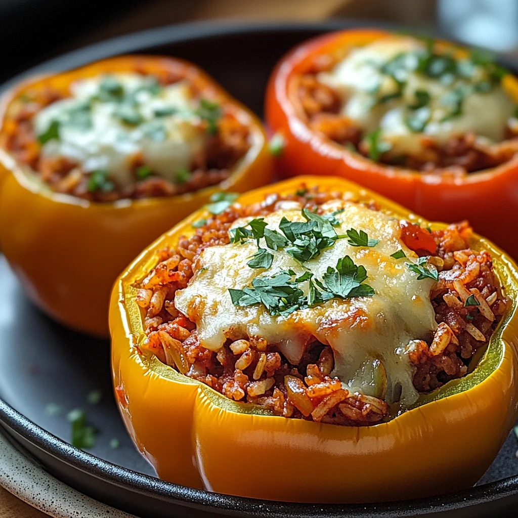 Gefüllte Paprikaschoten mit rotem Reis