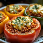 Gefüllte Paprikaschoten mit rotem Reis