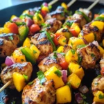 Karibische Hähnchenspieße mit Mango-Salsa