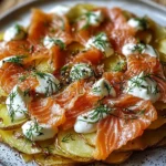 Knusprige Kartoffelgalette mit Räucherlachs und Crème Fraîche