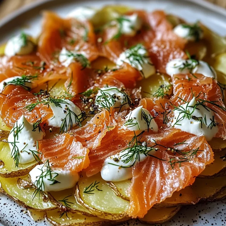 Knusprige Kartoffelgalette mit Räucherlachs und Crème Fraîche