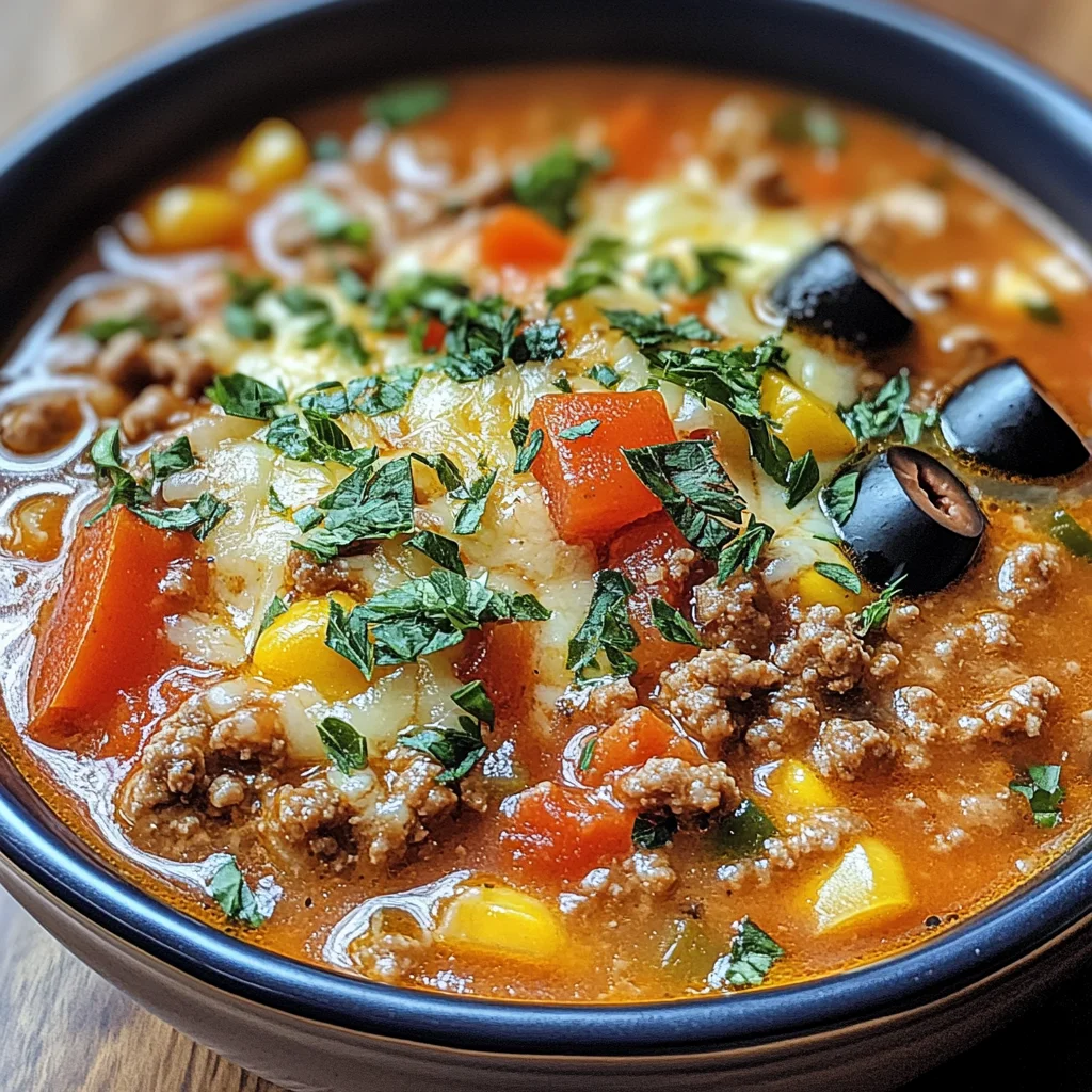 Pizzasuppe mit Hackfleisch