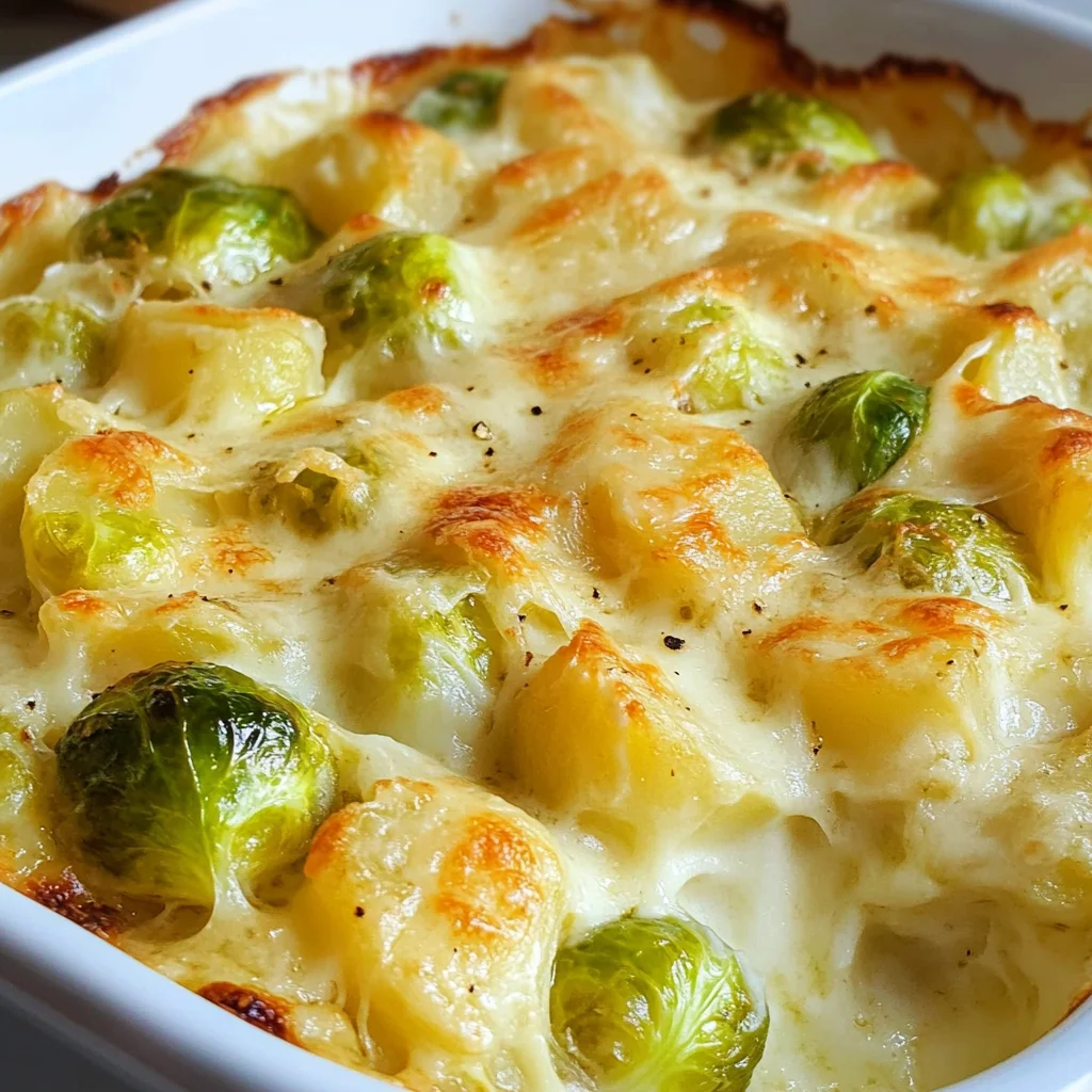 Rosenkohlauflauf - mit Kartoffeln & Käse