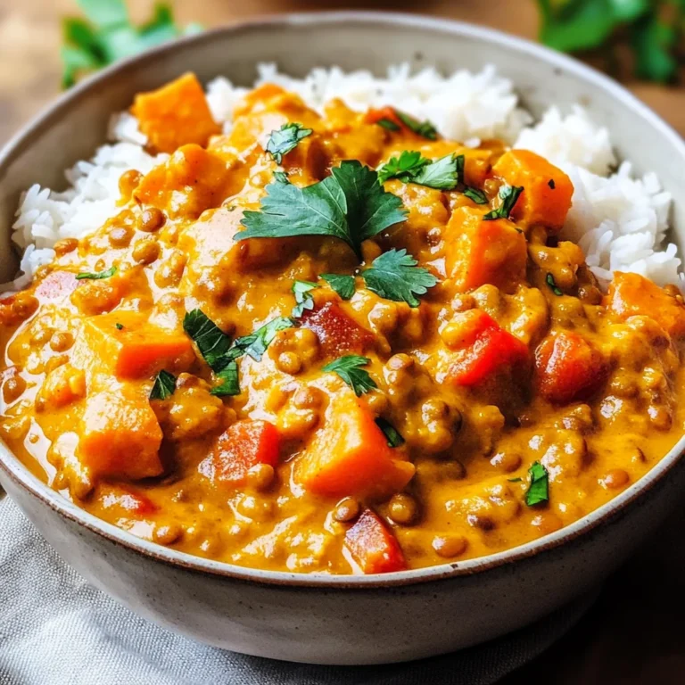 Süßkartoffel-Linsen-Curry mit Kokosmilch
