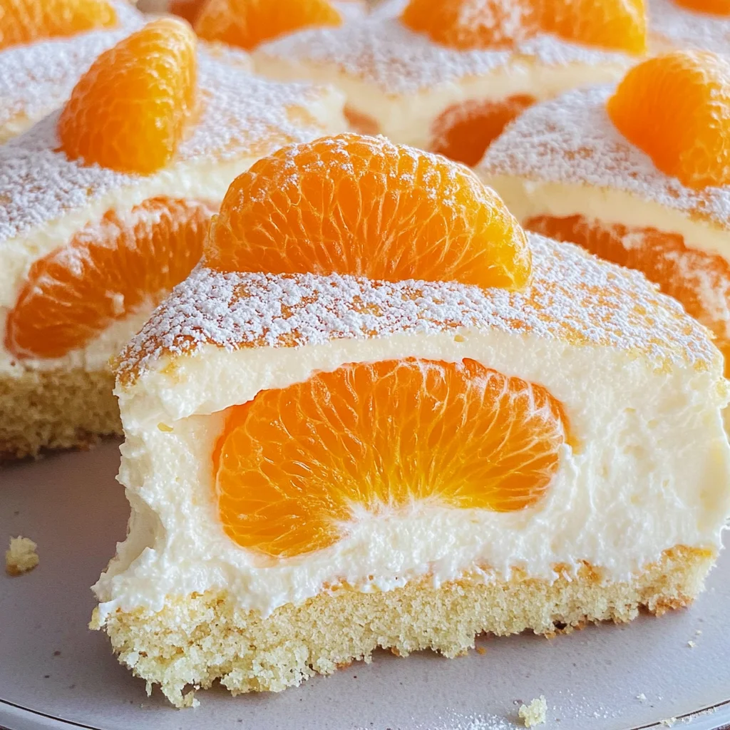 Schmandkuchen vom Blech mit Mandarinen