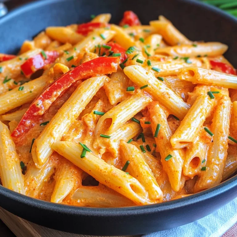 Schnelle Pasta mit Paprika-Sahne-Soße
