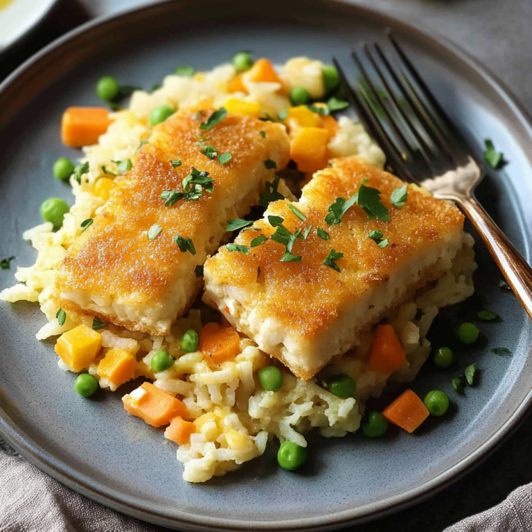 Unglaublicher Fischstäbchen-Auflauf mit Reis & Gemüse