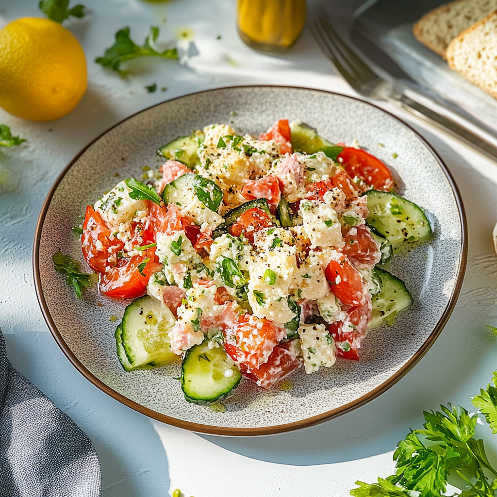 Hüttenkäse-Salat: Leckere Proteinbombe in 15 Minuten!