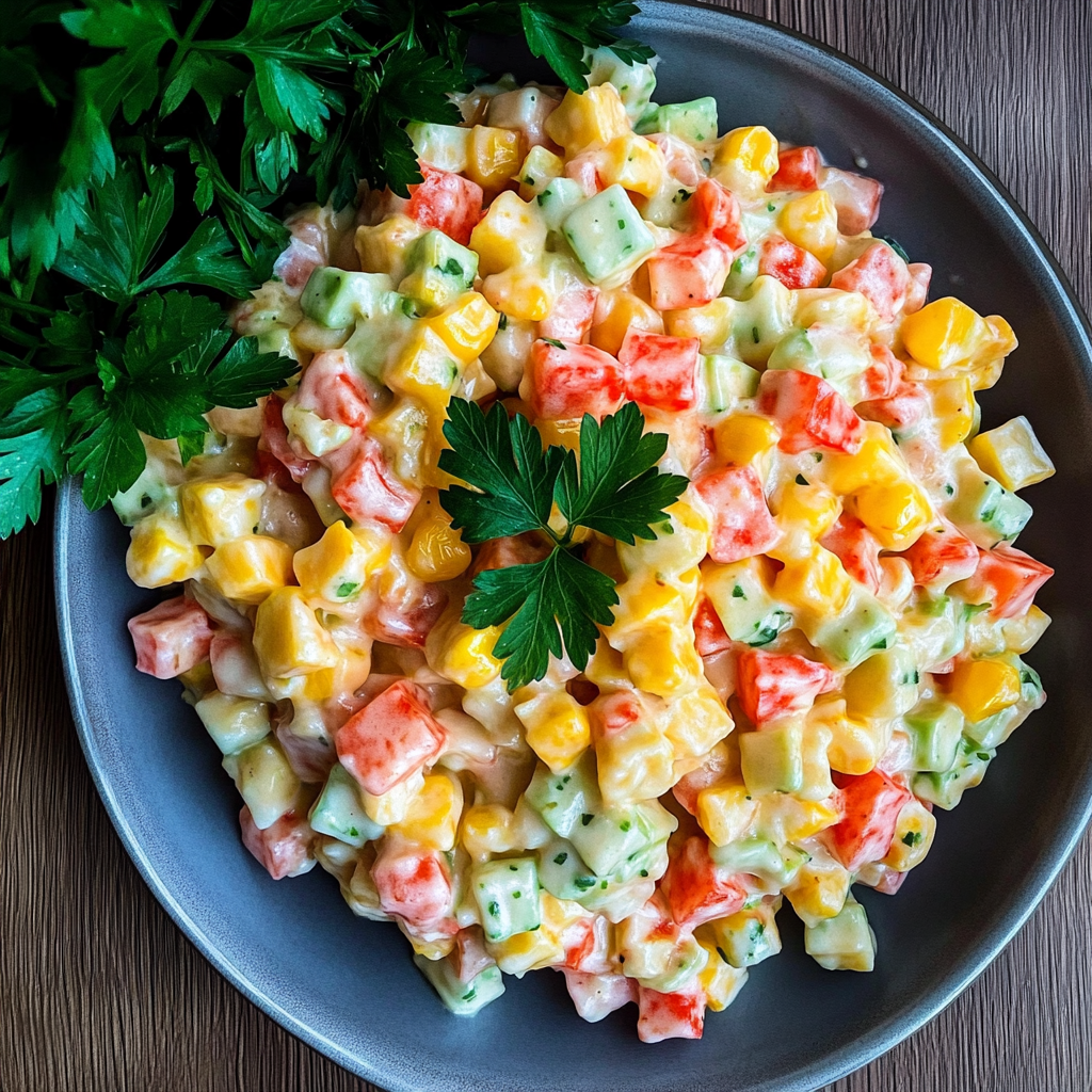 Erfrischender Käsesalat mit Paprika und Mais – Einfach & …