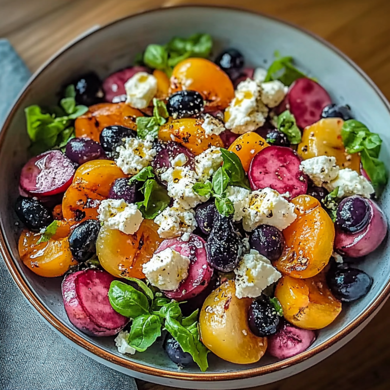 Erfrischender Pfirsich Blaubeer Feta Salat: Sommergenuss …
