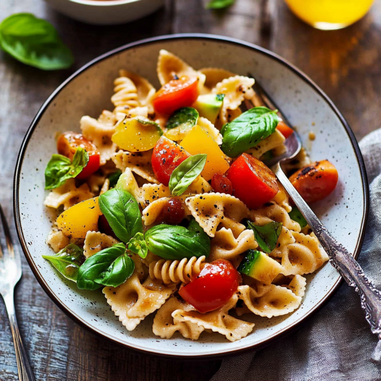 Weltbester bunter Nudelsalat mit Balsamico-Dressing genießen