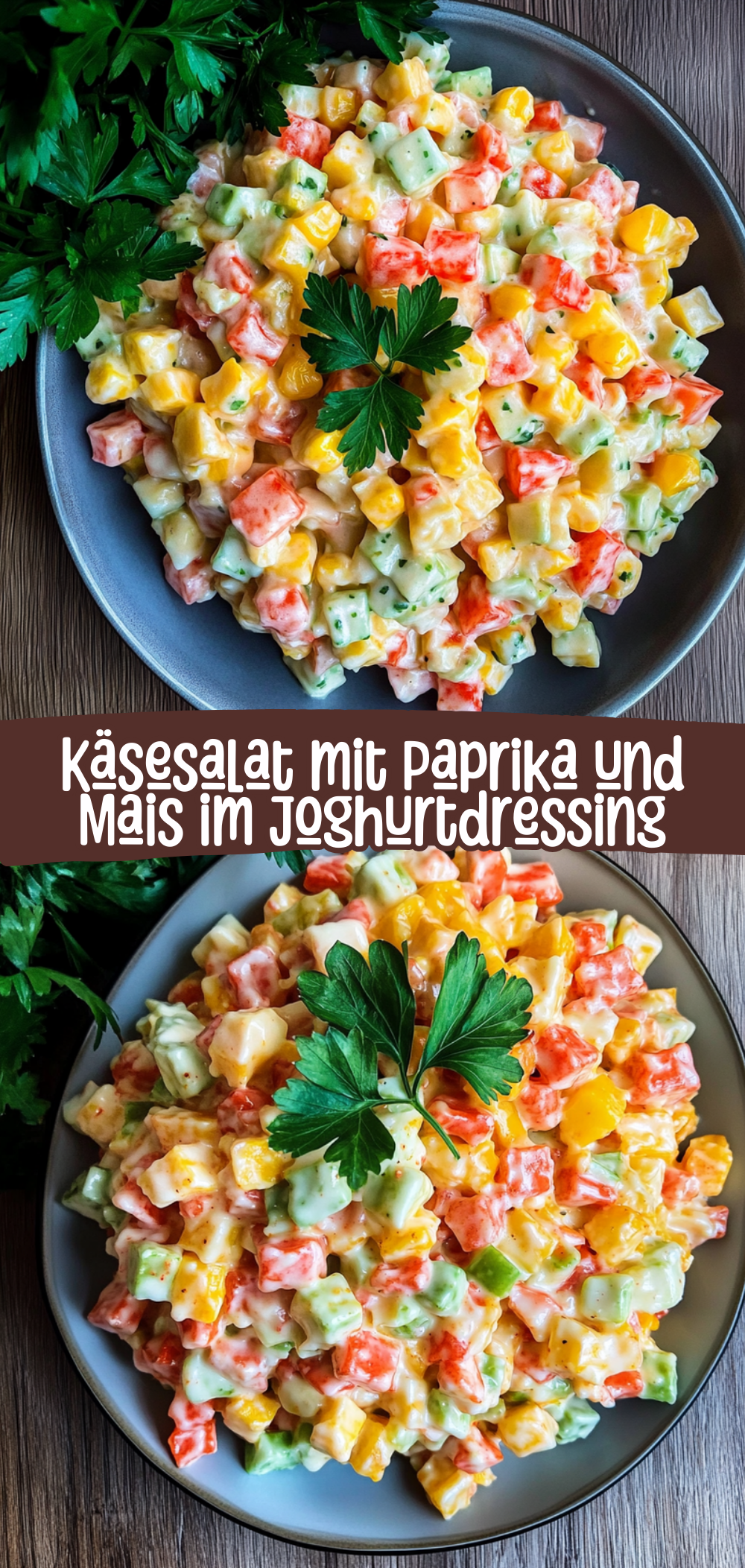 Käsesalat mit Paprika und Mais