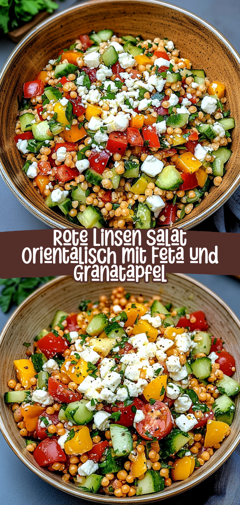 Rote Linsen Salat Orientalisch mit Feta